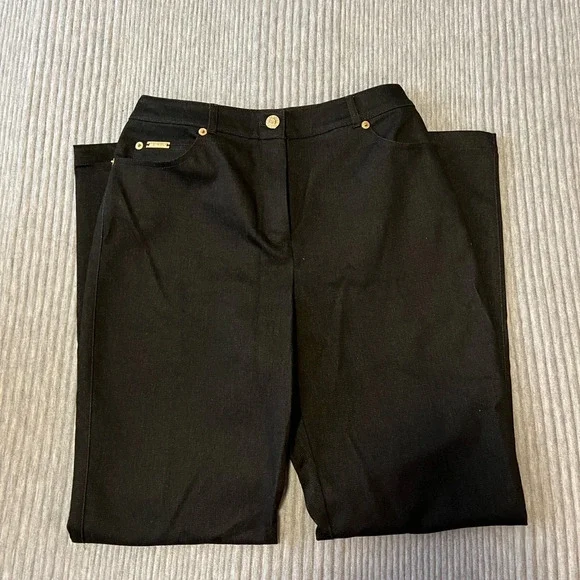 Women’s Vintage St. John Sport Black Denim 2 Piece Suit Jacket Trouser Pants 2 P - Picture 11 of 14
